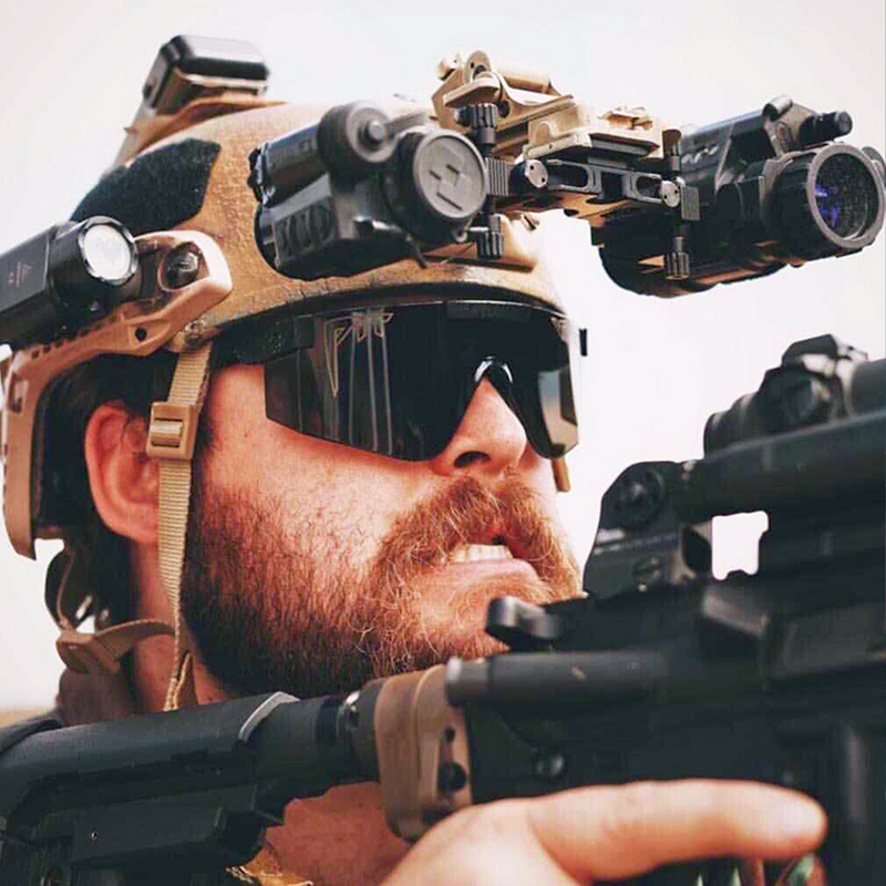 / BALL-ISTIC™ Smoke | for_your_eyes_only.JPG | Man shooting a gun wearing Pit Viper Sunglasses