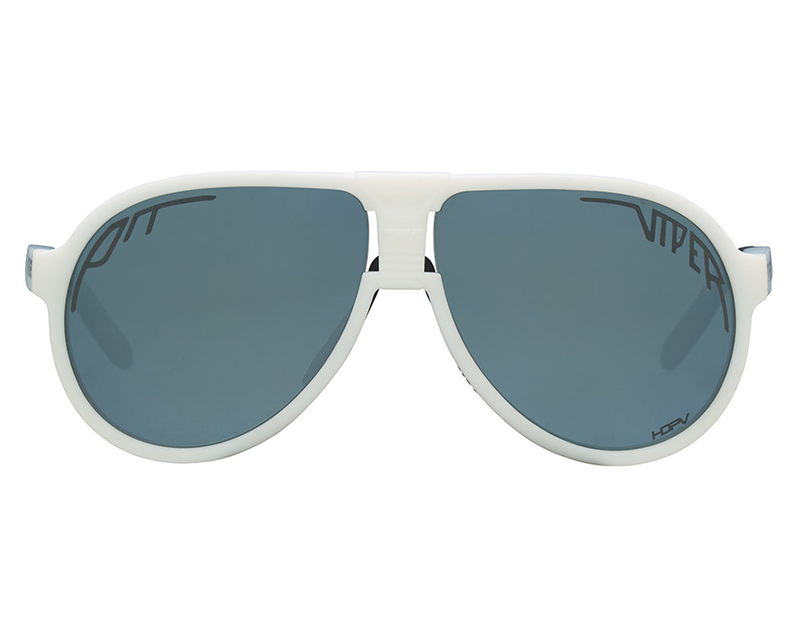 / Polarized Silver | full_frontal.JPG | The Miami Nights Jethawk from pitviper, white framed aviator sunglasses