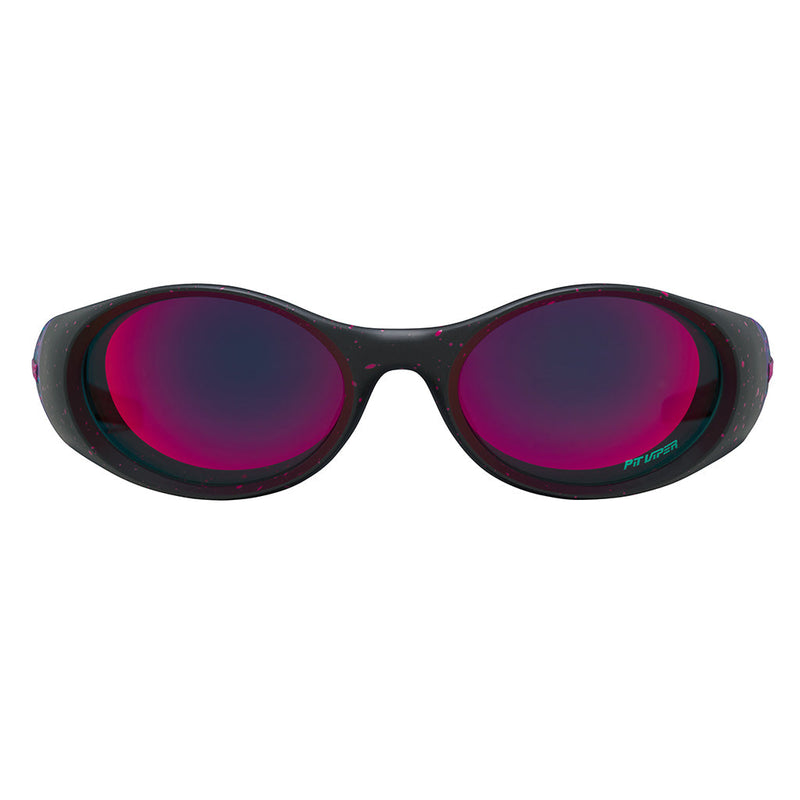 / Pink-Purple | full_frontal.JPG | The Ignition Slammer by Pit Viper, 1999 retro oval sunglasses with purple flames on the lens and a purple lens