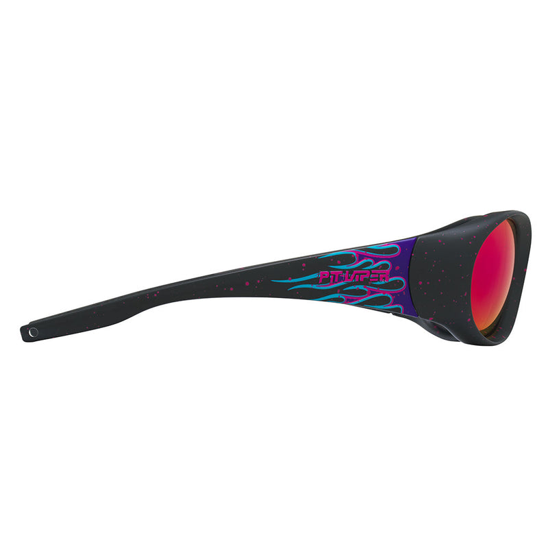 / Pink-Purple | even_more_side_view.JPG | The Ignition Slammer by Pit Viper, 1999 retro oval sunglasses with purple flames on the lens and a purple lens